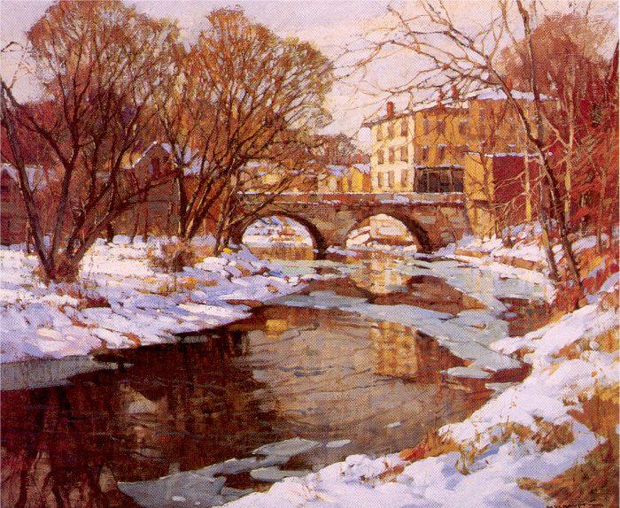 Mulhaupt, Frederick John Choate Bridge, Winter Germany oil painting art